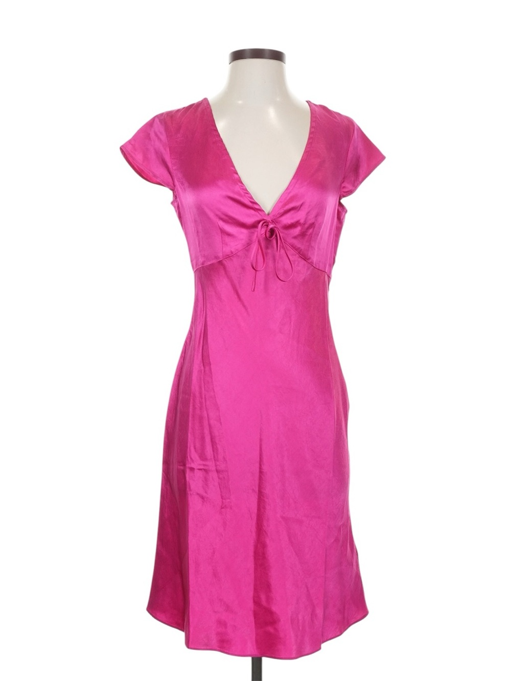 J. Crew Short Sleeve Slip Dress in Textured Satin Size 0 Bright Pink Party NWT